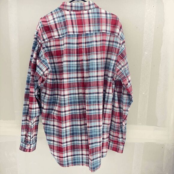 Cinch Shirt Mens XXL Blue Red Plaid Flannel Western Work Button Down Pocket Logo - Picture 2 of 4